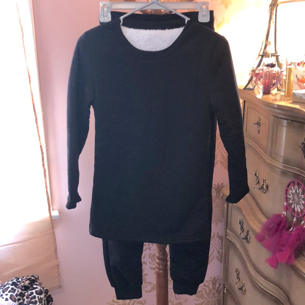 Black Sherpa Lounge Set